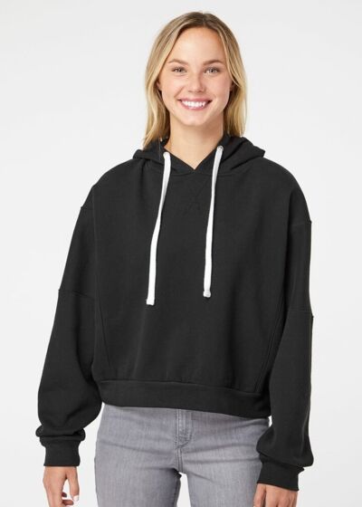 Women's Sueded Fleece Crop Hooded Sweatshirt Thumbnail