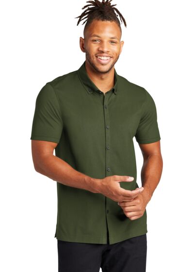 Stretch Pique Full Button Polo Thumbnail