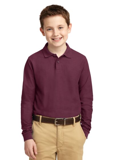 Youth Long Sleeve Silk Touch Polo Thumbnail