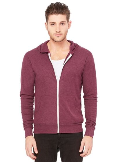 Triblend Lightweight Full-Zip Hooded Long Sleeve Tee Thumbnail