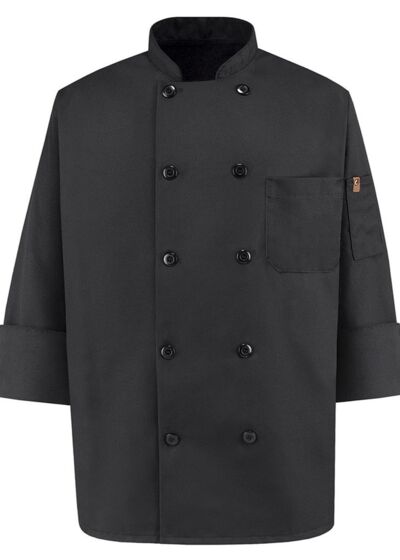 Ten Pearl Button Black Chef Coat Thumbnail