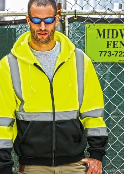 Hi-Vis Full-Zip Hooded Sweatshirt Thumbnail