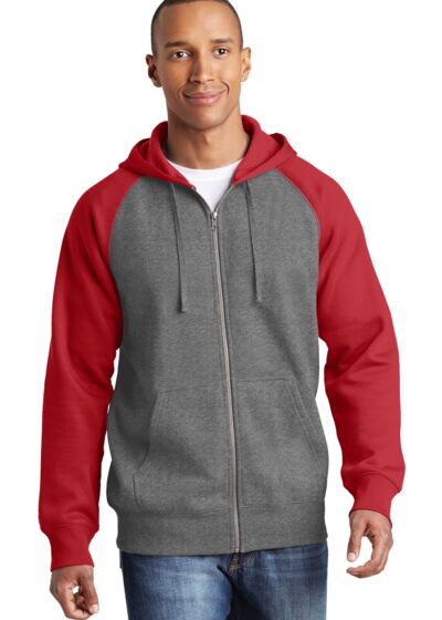 Raglan Colorblock Full Zip Hooded Fleece Jacket Thumbnail