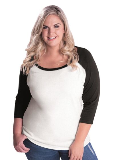 Curvy Collection Women's Baseball Three-Quarter Sleeve Tee Thumbnail