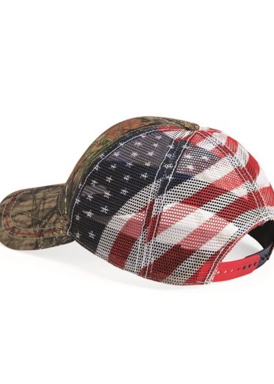 Camo with American Flag Mesh Back Cap Thumbnail