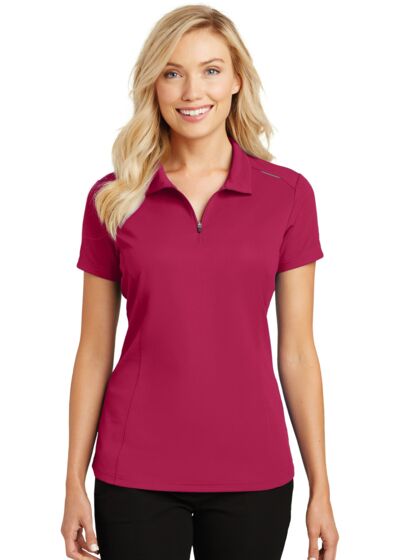 Women's Pinpoint Mesh Zip Polo Thumbnail