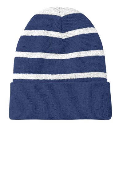 Striped Beanie with Solid Band Thumbnail