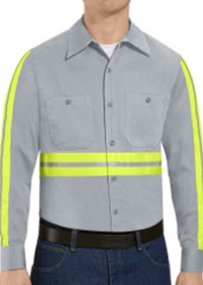 Enhanced Visibility Long Sleeve Cotton Work Shirt - Tall Sizes Thumbnail
