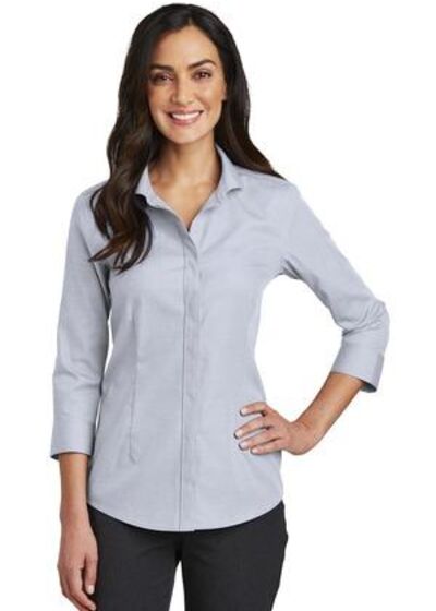 Ladies 3/4 Sleeve Nailhead Non Iron Shirt Thumbnail