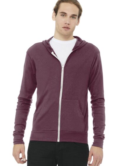 Unisex Triblend Full Zip Lightweight Hoodie Thumbnail
