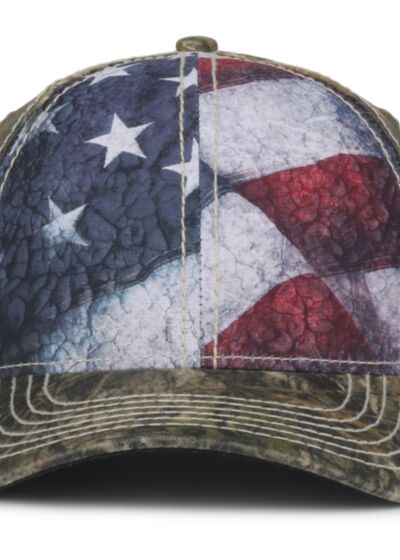 Camo with Flag Sublimated Front Panels Cap Thumbnail
