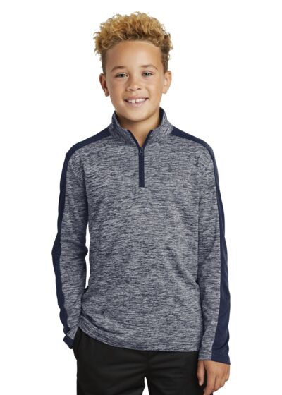 Youth PosiCharge ® Electric Heather Colorblock 1/4 Zip Pullover Thumbnail