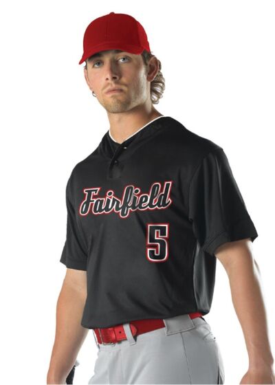 Youth Two Button Mesh Baseball Jersey with Piping Thumbnail