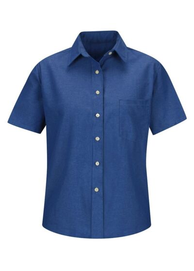 Women's Short Sleeve Oxford Dress Shirt Thumbnail