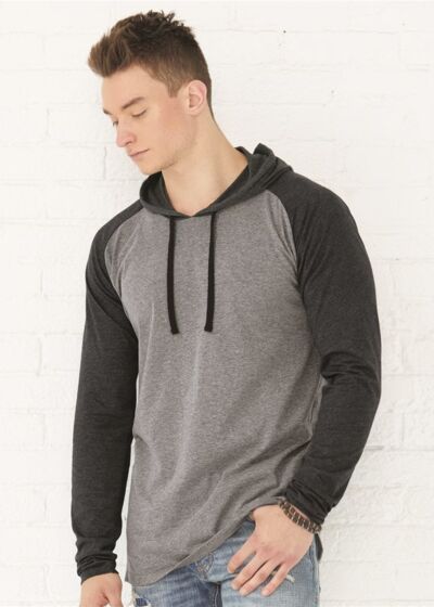 Fine Jersey Hooded Long Sleeve Raglan T-Shirt Thumbnail