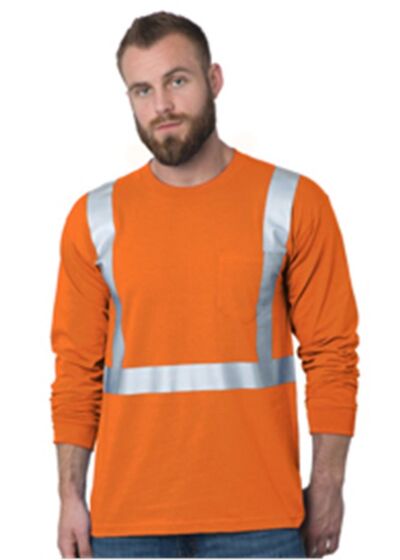 USA-Made 50/50 Hi-Visibility Long Sleeve Pocket T-Shirt Thumbnail