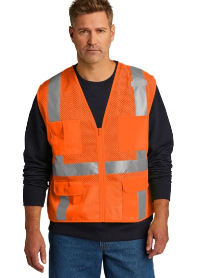 Ansi 107 Class 2 Mesh Six Pocket Zippered Vest Thumbnail