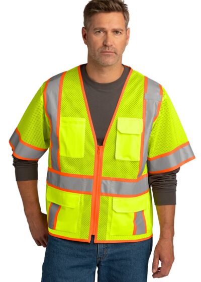 Ansi 107 Class 3 Surveyor Mesh Zippered Two Tone Short Sleeve Vest Thumbnail
