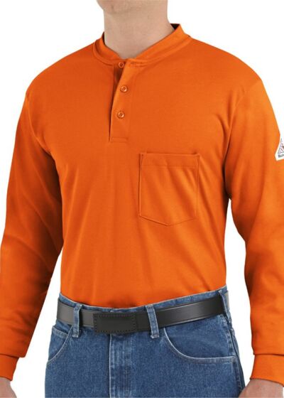 Long Sleeve Tagless Henley Shirt Thumbnail