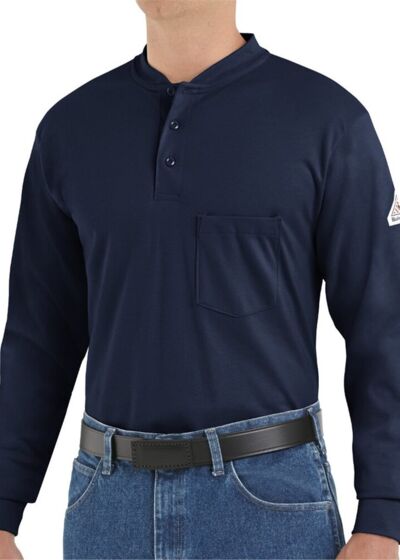Long Sleeve Tagless Henley Shirt - Tall Sizes Thumbnail