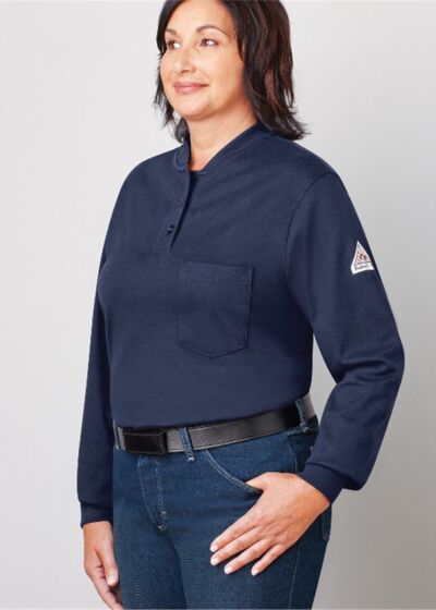 Women's Long Sleeve Tagless Henley Shirt Thumbnail