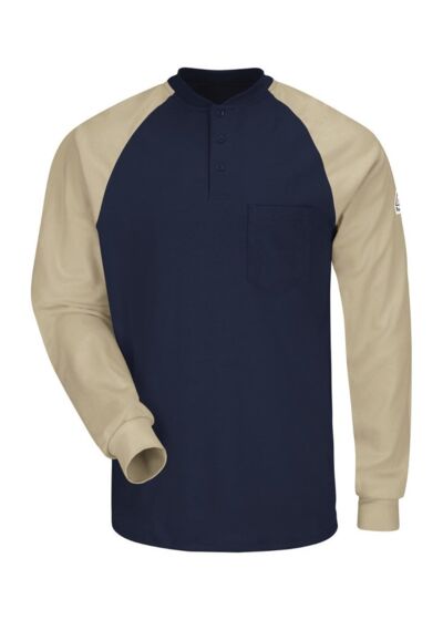 Long Sleeve Color-Block Tagless Henley Shirt Thumbnail