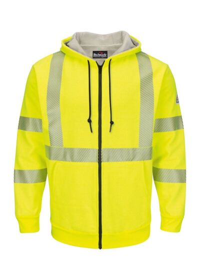 Hi-Visibility Zip-Front Hooded Fleece Sweatshirt with Waffle Lining Thumbnail