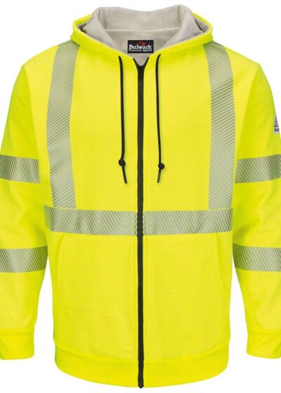 Hi-Visibility Zip-Front Hooded Fleece Sweatshirt with Waffle Lining - Tall Sizes Thumbnail