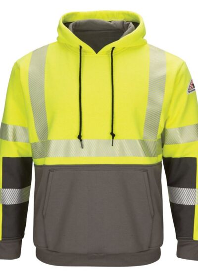 Hi-Visibility Color-Blocked Pullover Hooded Fleece Sweatshirt Thumbnail